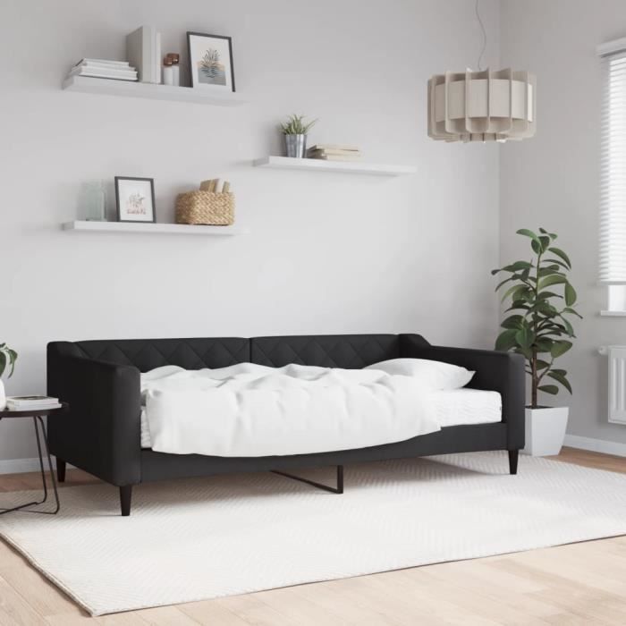 VidaXL Lit de jour avec matelas noir 90x190 cm tissu 3197420