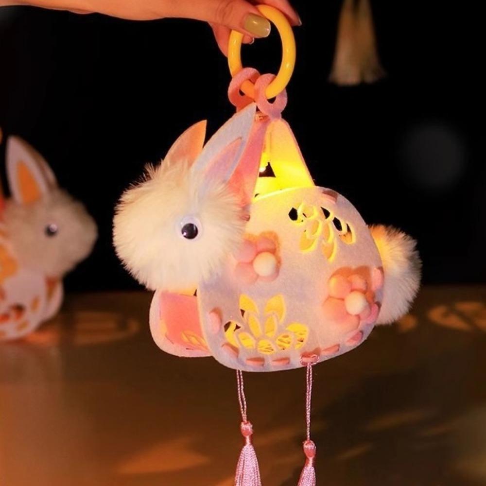 Chinese Style Rabbit Lantern Traditional LED Lantern Toys Cute Luminous Toy Pendant  New Year