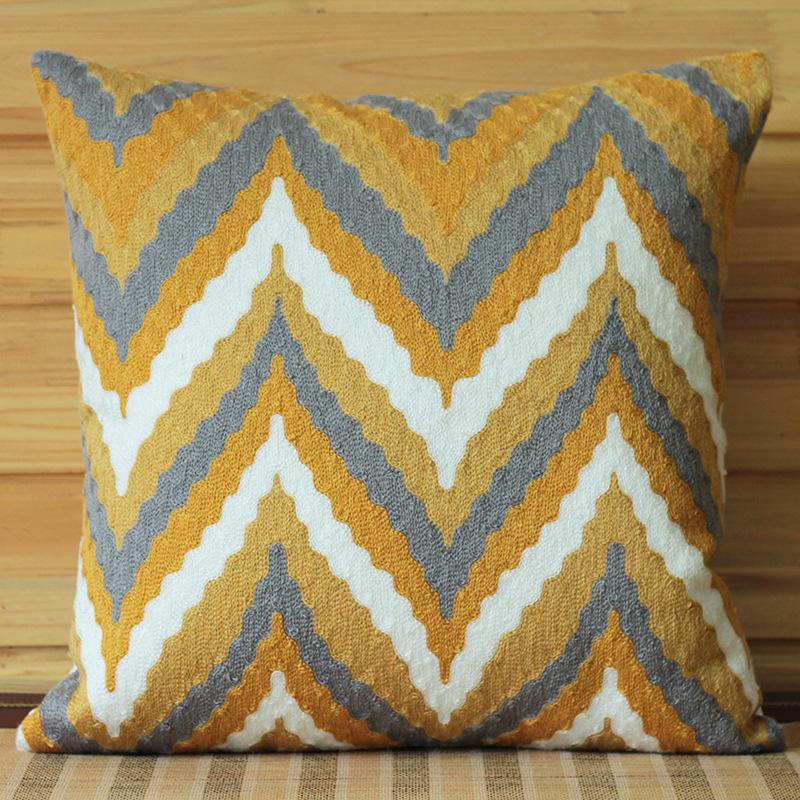 

Three-dimensional Embroidered Striped Pillow Cushion Cover Sofa Pillow American Simple Model Room Pillow 45 * 45Cm (pillowcase)
