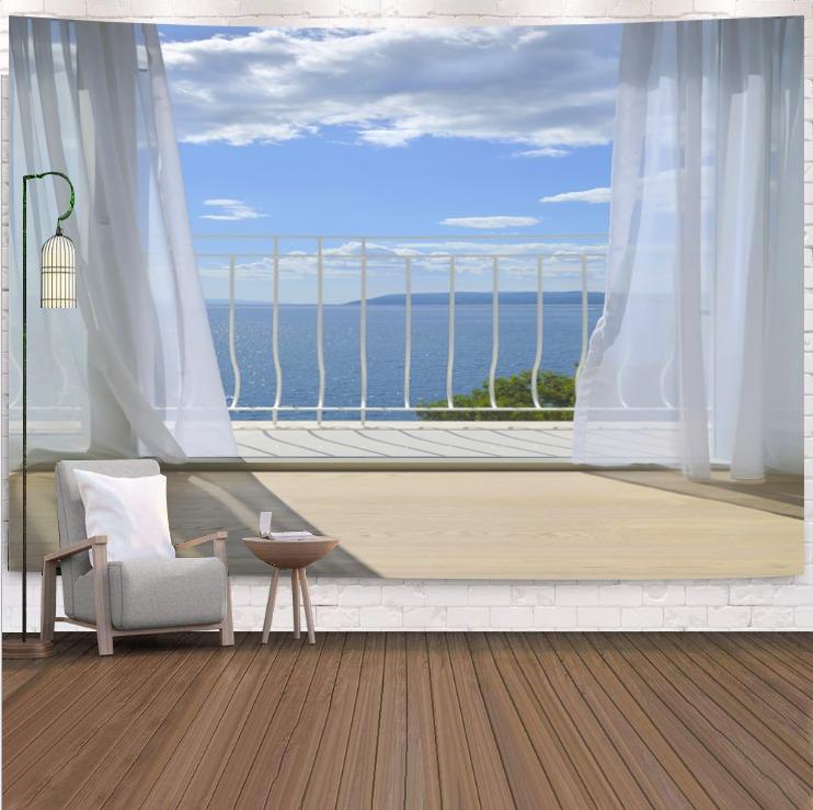 Berglandschaft vor dem Fenster, hängender Wandteppich, Wanddekoration für Zuhause, Büro, Wohnzimmer