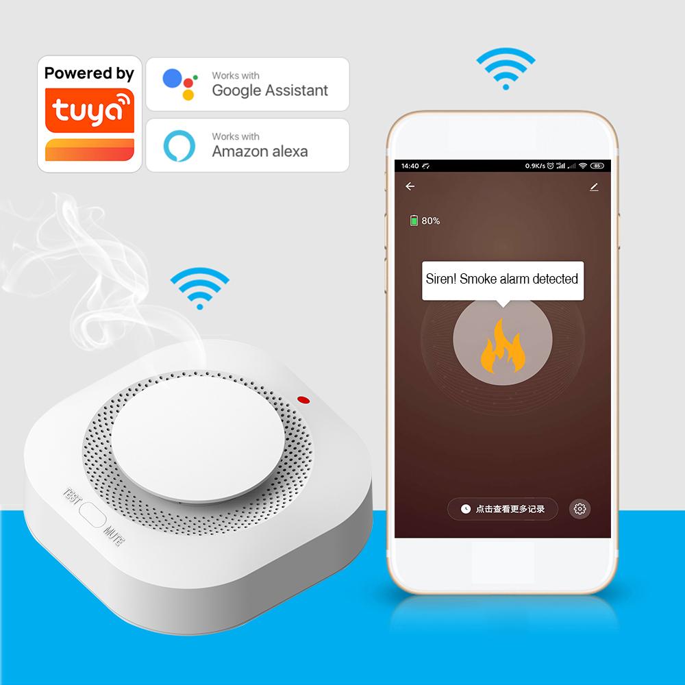 

WiFi Intelligent Smokes Alarm Household Smokes Sensors Mobilephone APP Notification Warning Kitchen Bedroom Warehouse Real-time Smoke