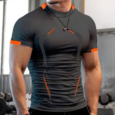 Şık 3D Kesim Spor Nefes Erkekler Spor Salonu Spor Tee Gömlek Günlük Konfeksiyon Spor T-shirt