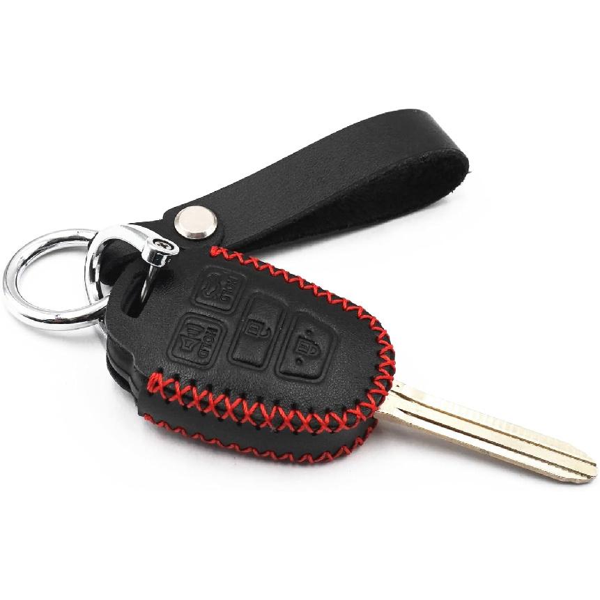 

Leather Smart 4 Buttons Key Fob Case Cover Chain for Toyota Camry SE LE RAV4 Corolla Venza Avalon Highlander Sequoia (Red) чёрный