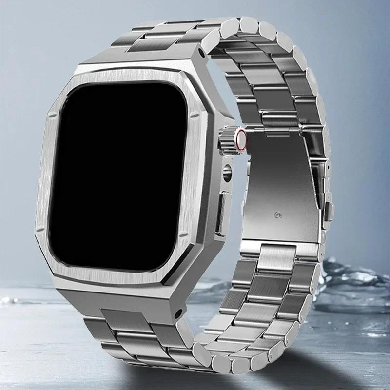 

Розкішний металевий комплект для модифікації Apple Watch 11 46 мм 42 мм Ремінець з нержавіючої сталі + Металевий корпус для Iwatch Series 10 42 мм/46 мм Ремінець Series11 42MM срібний