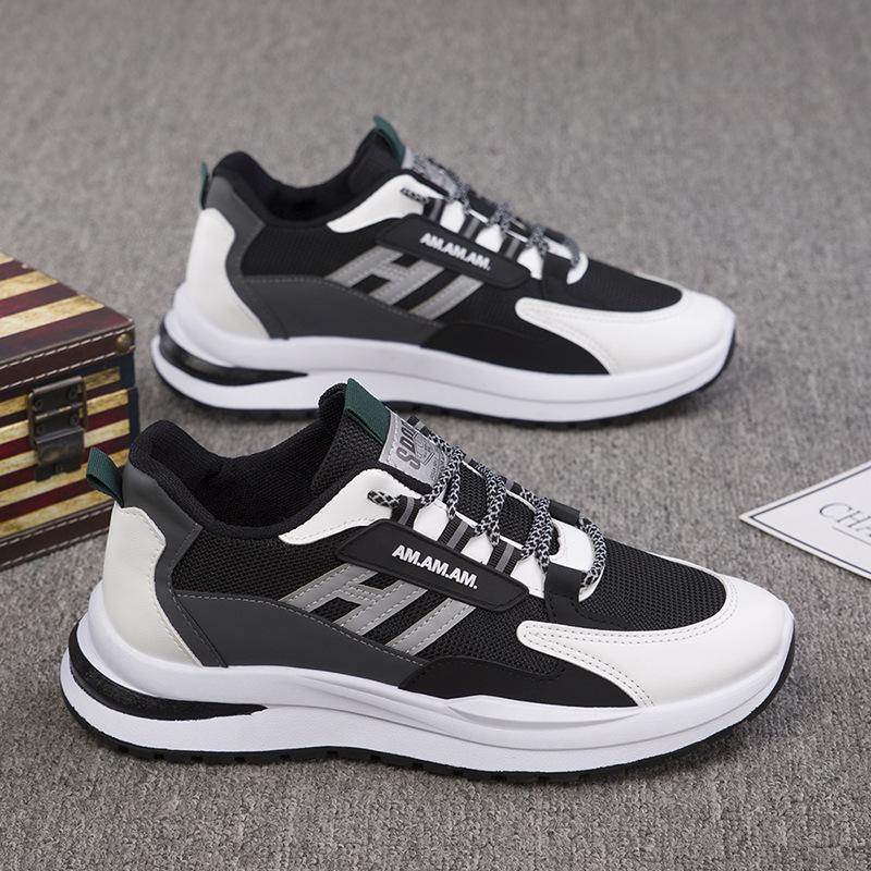 

Мужская обувь, дышащая сетчатая студенческая обувь на шнуровке для подростков, спортивная повседневная обувь, трендовая удобная мужская обувь 39 чёрный