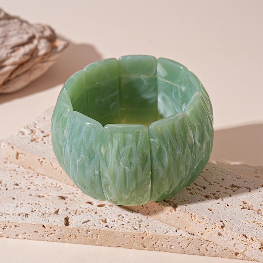 Wide Rectangle Irregular Wide Bracelet Smudging Retro Hand Ring Creative Acrylic Bangle  Lady Girls