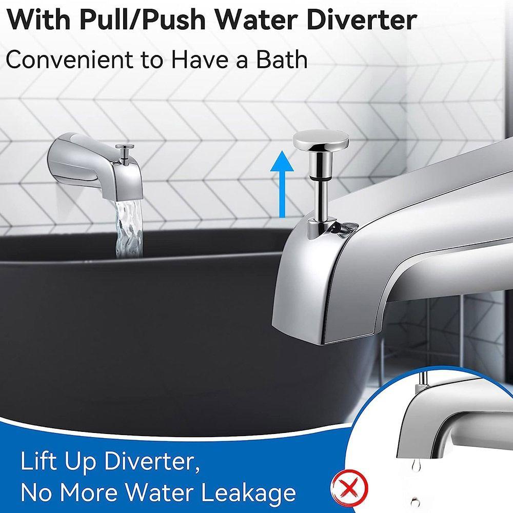 Durable 4 Inch Bathroom Tub Spout Slip-on Silver Bathtub Faucet Inside Thread Metal Shower Diverter Bathroom