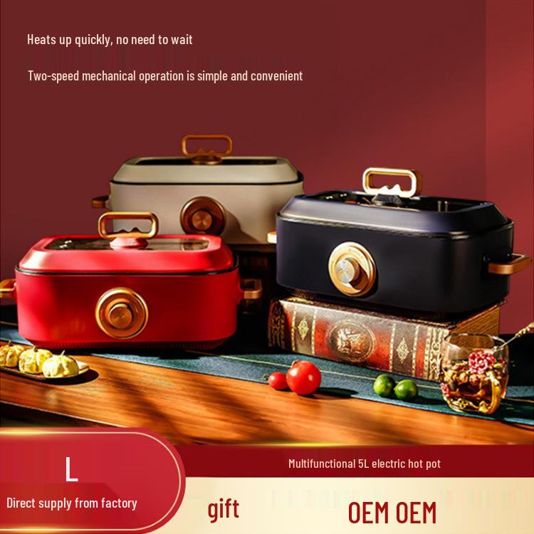 Oală electrică multifuncțională de 3L și tigaie pentru cămine - Perfectă pentru tăiței și multe altele.