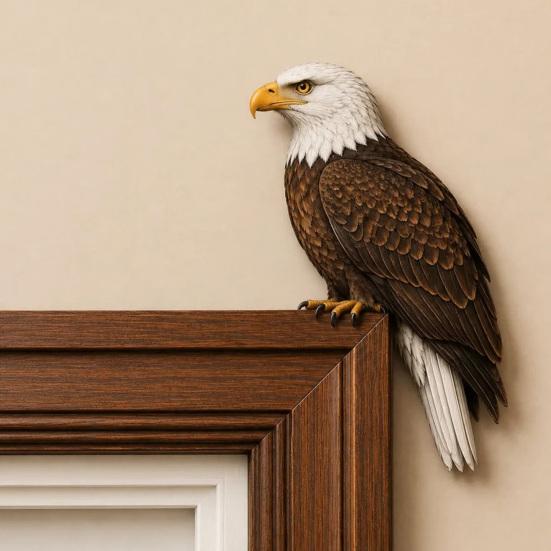 Accents de pièce inspirés par la nature, Décor Topper d'oiseau en bois pour porte, Statuette d'angle de forme adorable, Panneau décoratif en bois fait à la main, Aménagement intérieur de forêt