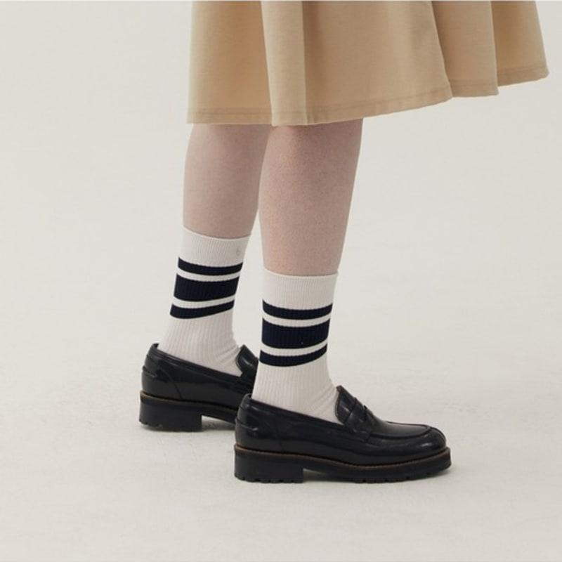 SPNK Mid-length Striped Socks_White