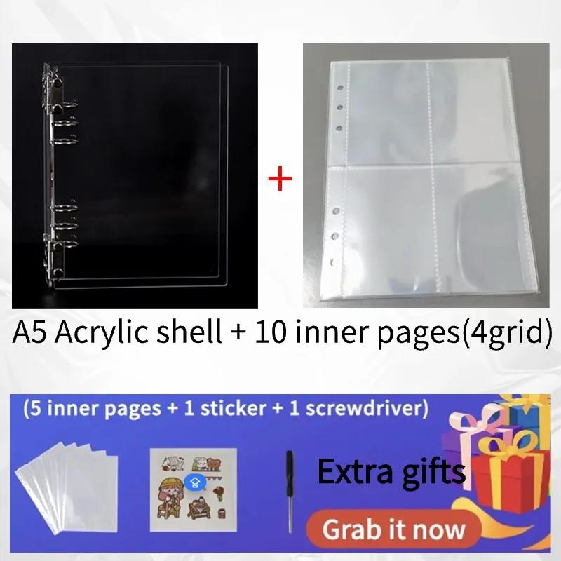 

А5 Акриловый Прозрачный Чехол Альбом для Фото на Разъемных Листах, Съемный Переплет Сделай Сам, Акриловый Альбом на 6 Колец Kpop Альбом, Альбом для Фотокарт