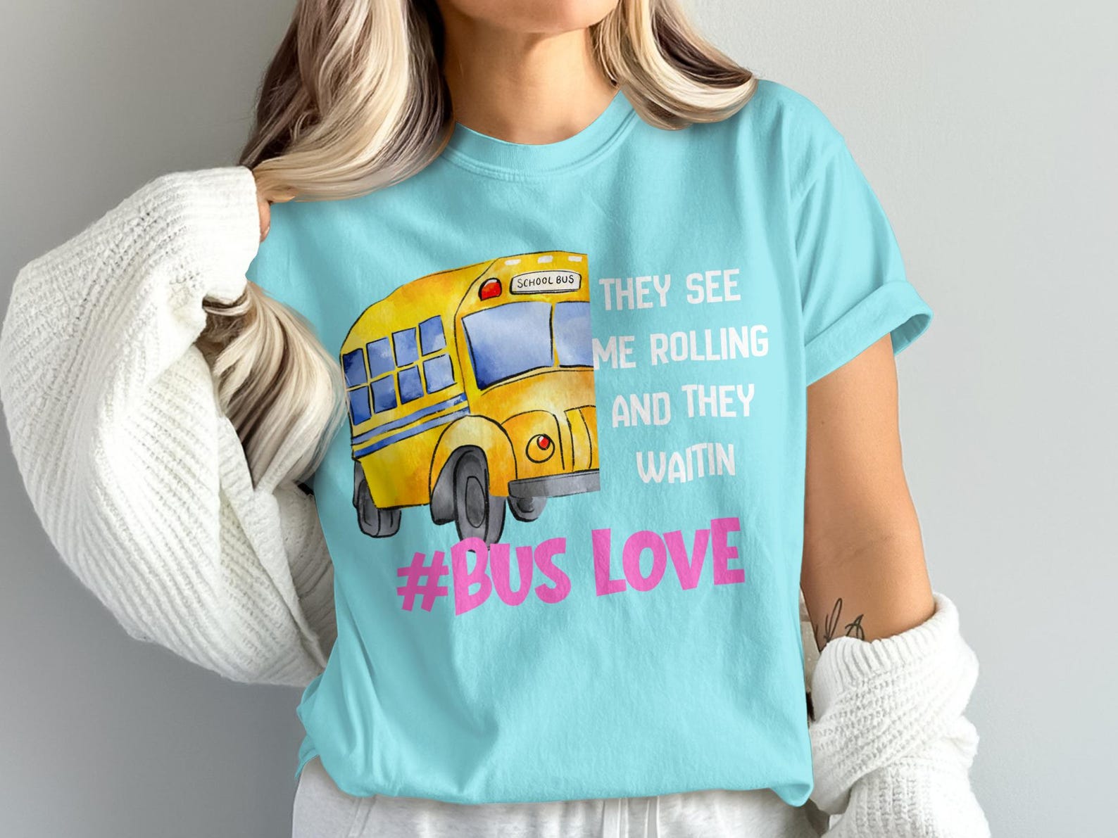 Watercolor Bus T-Shirt | Bus Driver Appreciation Gift | Back to School Tee S