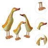 3x Wooden Duck Statues Figurines Home Decoration Versatile Ornaments Animal Sculptures for