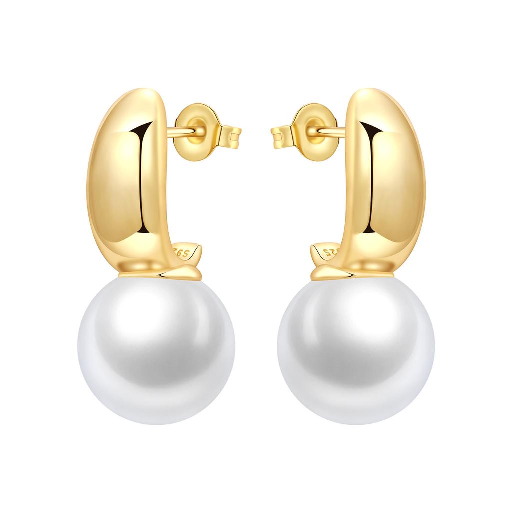 Orstarry S925 Silver Earring Versatile and Minimalist Pearl Earrings Gold-plated Women Birthday Gift Silver Jewelry