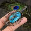 Tibetan Turquoise Handmade Copper Wire Wrap Jewelry Pendant 3.23" a0c96