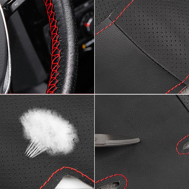 Hand Braid For VW Passat B6 Golf 5 Jetta MK5 Tiguan Car Interior Accessories Microfiber Leather Steering Wheel Cover Trim