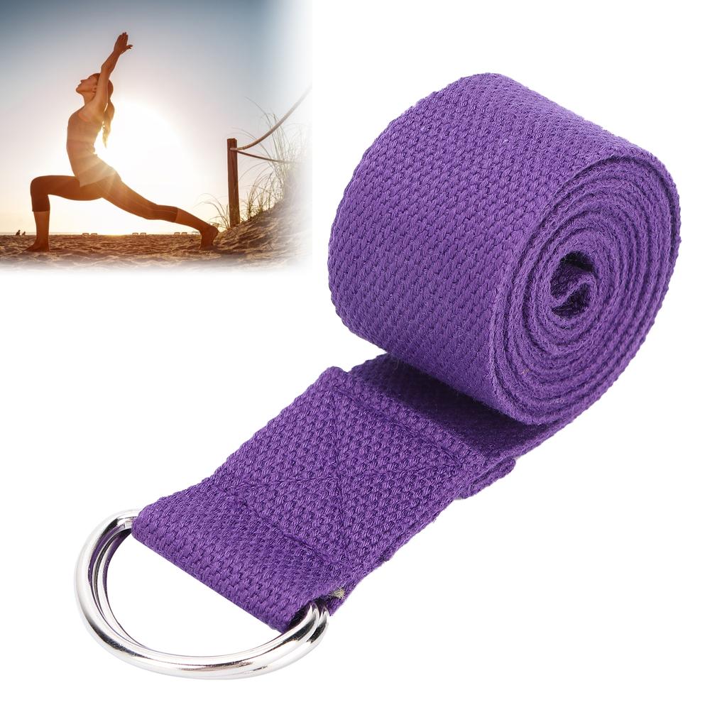 Fitness Stretching Strap NonElastic Stretch   Strap Cotton Fitness Bands with DRing Buckle(Purple )
