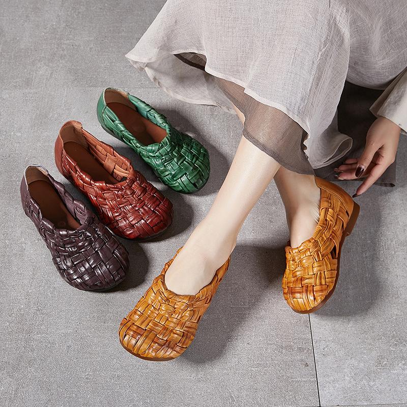 Genuine Leather Hand-woven Sandals Retro Shoes Women's Leather Sandals