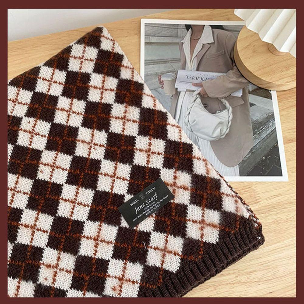 Winter Knitted Plaid Scarf Warm Shawl Wrap Fashion Cashmere Scarves Women