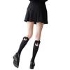 Japanese Velvet Calf Socks Girl'S Bow Mid-High Socks Cute Lolita Knee Socks Spring And Summer Black And White