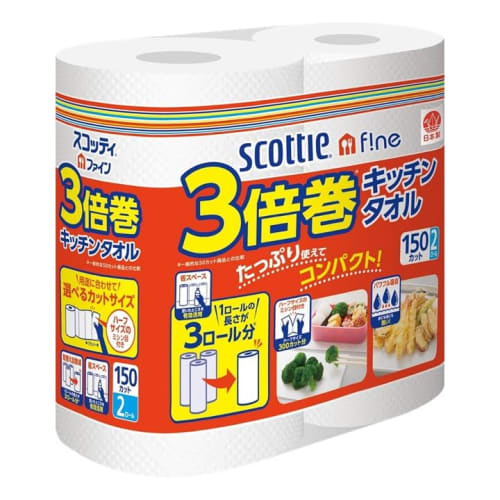 

Scotty Fine Трехслойные кухонные полотенца, 150 отрывов, 2 рулона, Кухонная бумага, Оптовая покупка