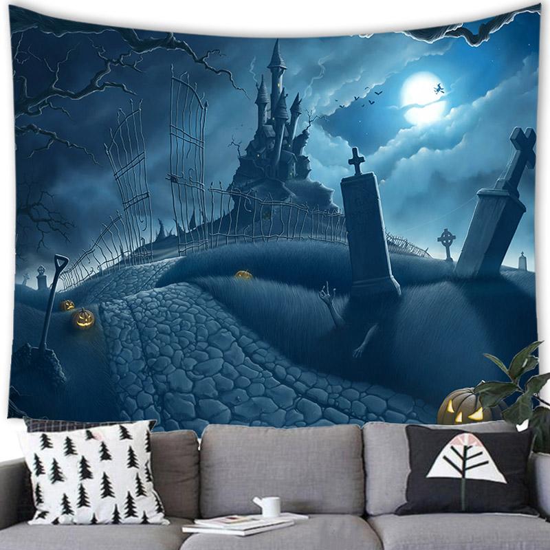 Домашний декор Хэллоуин гобелен настенный гобелен летучая мышь тыква счастливый Хэллоуин — фото 5