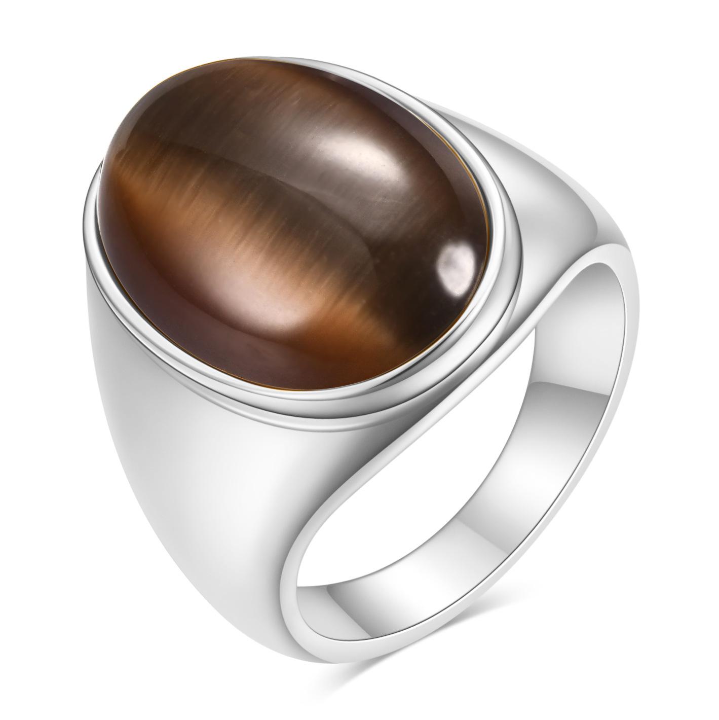 Retro 18K Gold Cat s Eye Stone Ring with Diamonds - 25MM Fashionable Women s Band Size 11