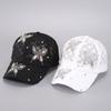Butterfly Visors Cap Rhinestone Mesh Peaked Hat Fashion Flower Baseball Cap  Women