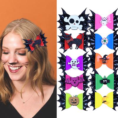 Mode Halloween Haarspangen Kürbis Teufel Haarschleifen mit Clips Mädchen Festival Party Haarspangen Clips Kinder Haarschmuck