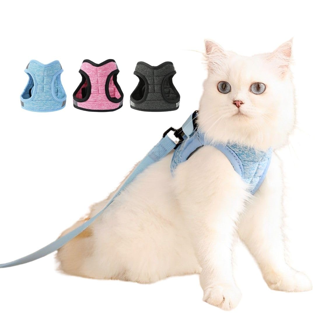 

Шлейка и поводок для кошек PetGround с двойным легким светоотражающим эффектом для маленьких, идеально подходит для прогулок и выходов, с фиксатором, пристегивающийся, милый, на липучке, легкий, чёрный