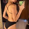 Sexy 3 Colors Backless High Leg Cut Women Swimwear One Piece Swimsuit Female Ribbed Padded Bather Bathing Suit Swim Lady