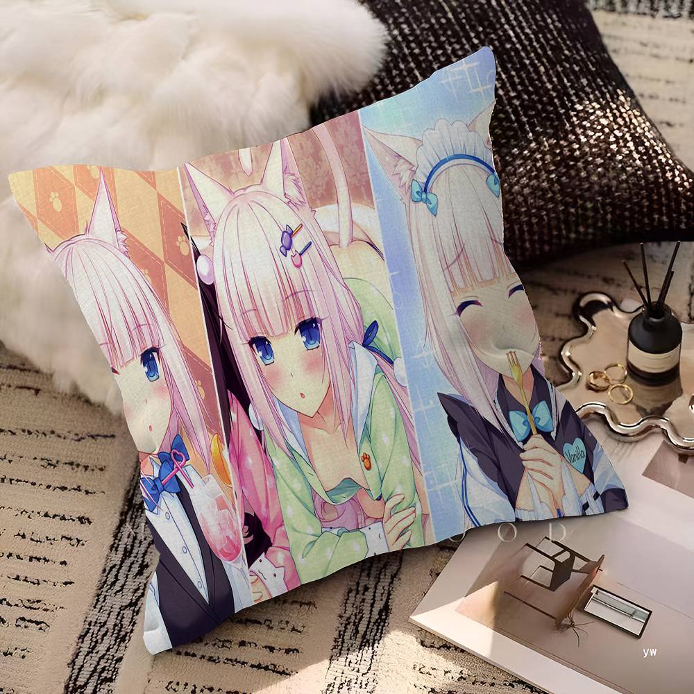 Cartoon Nekopara Classic Vintage Personalized Pillow Dust Cover Bedroom Kids Party Decoration Pillowcase Birthday Children Gift