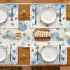 4Pcs, Hydrangea Wildflower Placemats, Washable, Suitable for Holiday Parties, Home Decor, Kitchen Tables, Rectangular Dining Rooms