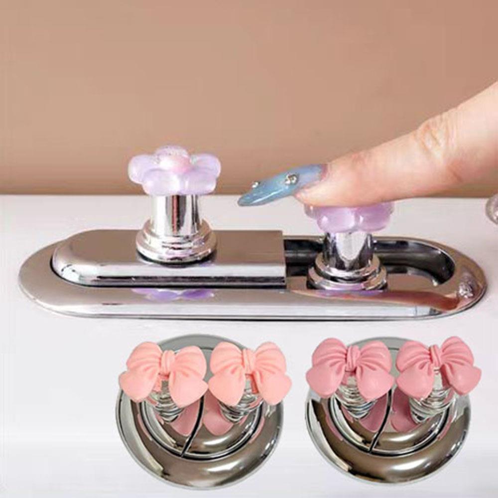 Flower Shaped Toilet Press Button Convenient Flush Lift Cover Toilet Water Tank Button Auxiliary Device Home Bathroom Supplies