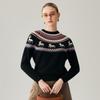 Zhaojun Women's Thick Retro Fair Isle Cashmere Round Neck Sweater