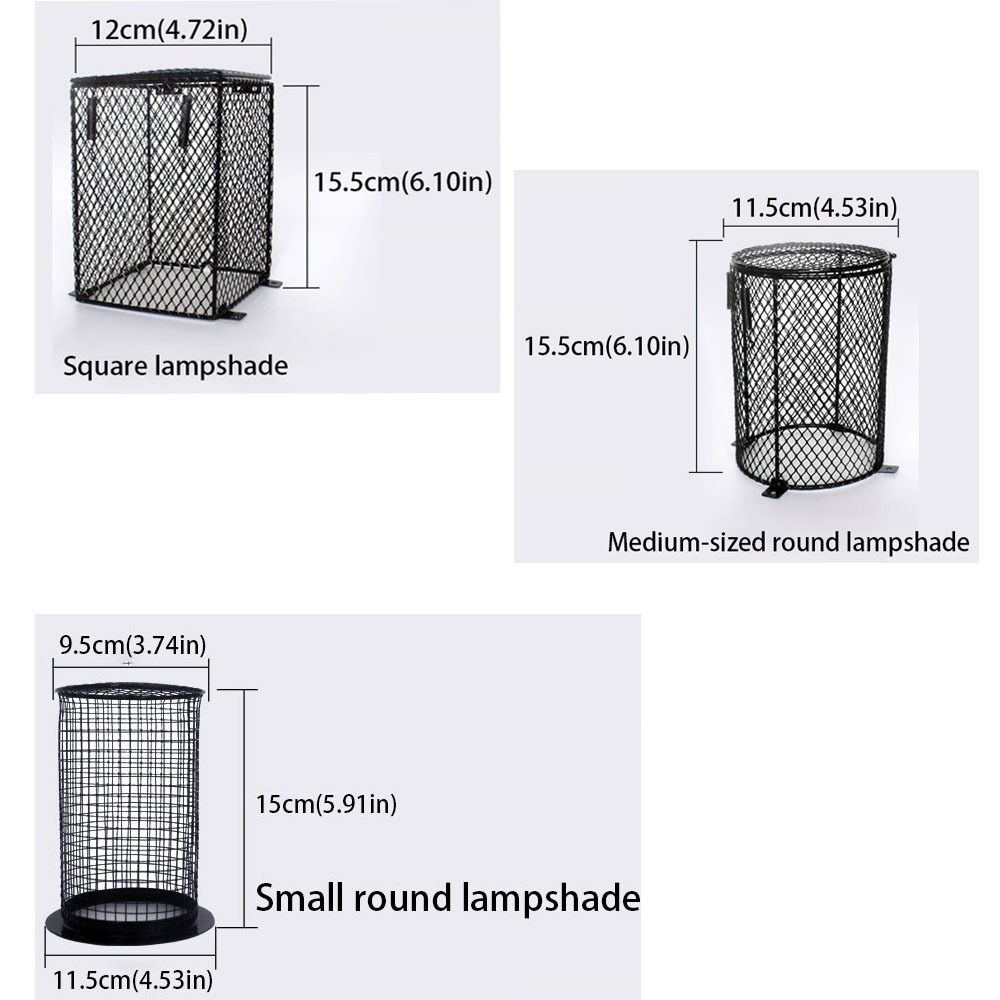 Round and Square Shape Heating Bulb Lamp Enclosure Iron Mesh Cover Reptiles Heat Lamp Guard  Snake