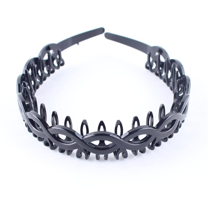 Men's & Women's Black Wave Headband: Sporty, Simple, with Teeth for Slicked Back Hair and Face Washing.