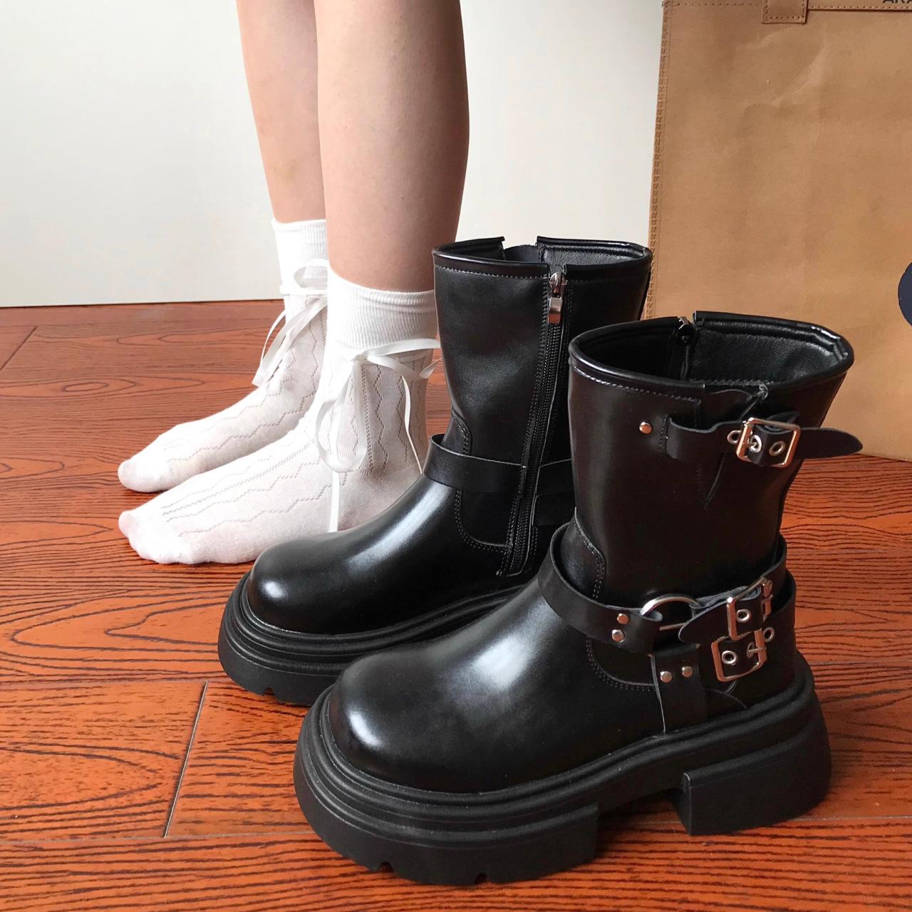 

2025 новые осенне-зимние ботинки Мартин на платформе, британские ретро ковбойские ботинки в западном стиле, короткие ботинки 40 чёрный