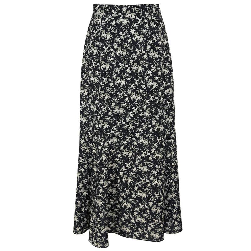 Sancai 2026 Summer Floral Chiffon A-Line Slit Skirt