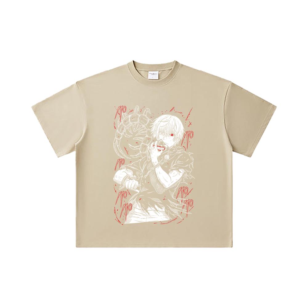 260 GSM Double Yarn 32 Count 100% Cotton Tokyo Ghoul V1 Print Unisex Heavy Cotton T Shirt