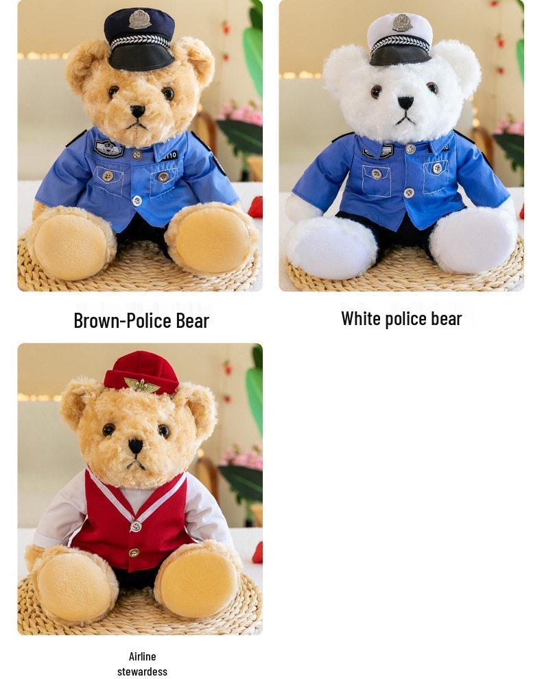 Firefighter Police Teddy Bear Plush Toy - Little Bear Cushion Wedding Gift