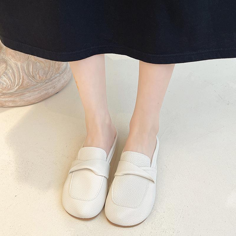 Pantofi de damă la modă Papuci Baotou pentru femei Purtând Nouă Modă Versiune Coreeană Cu Vârf Pătrat Un Pas Papuci Muller Leneși pentru Femei