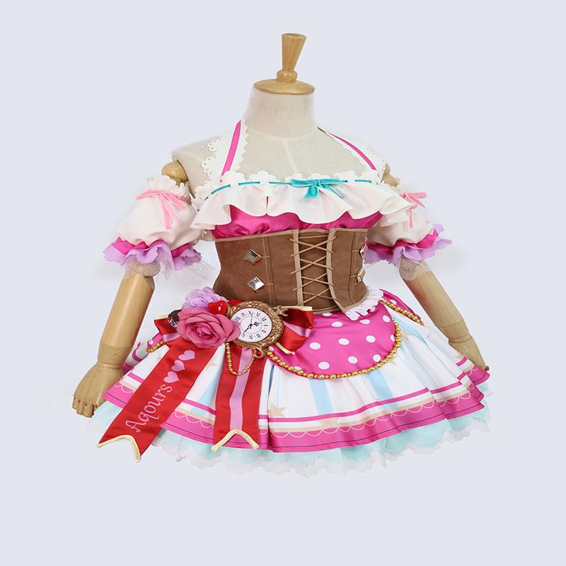 

Aqours Sunshine Lovelive Платье горничной для пробуждения на День святого Валентина Косплей со шляпой KurosawaRuby,Tag XL=US M