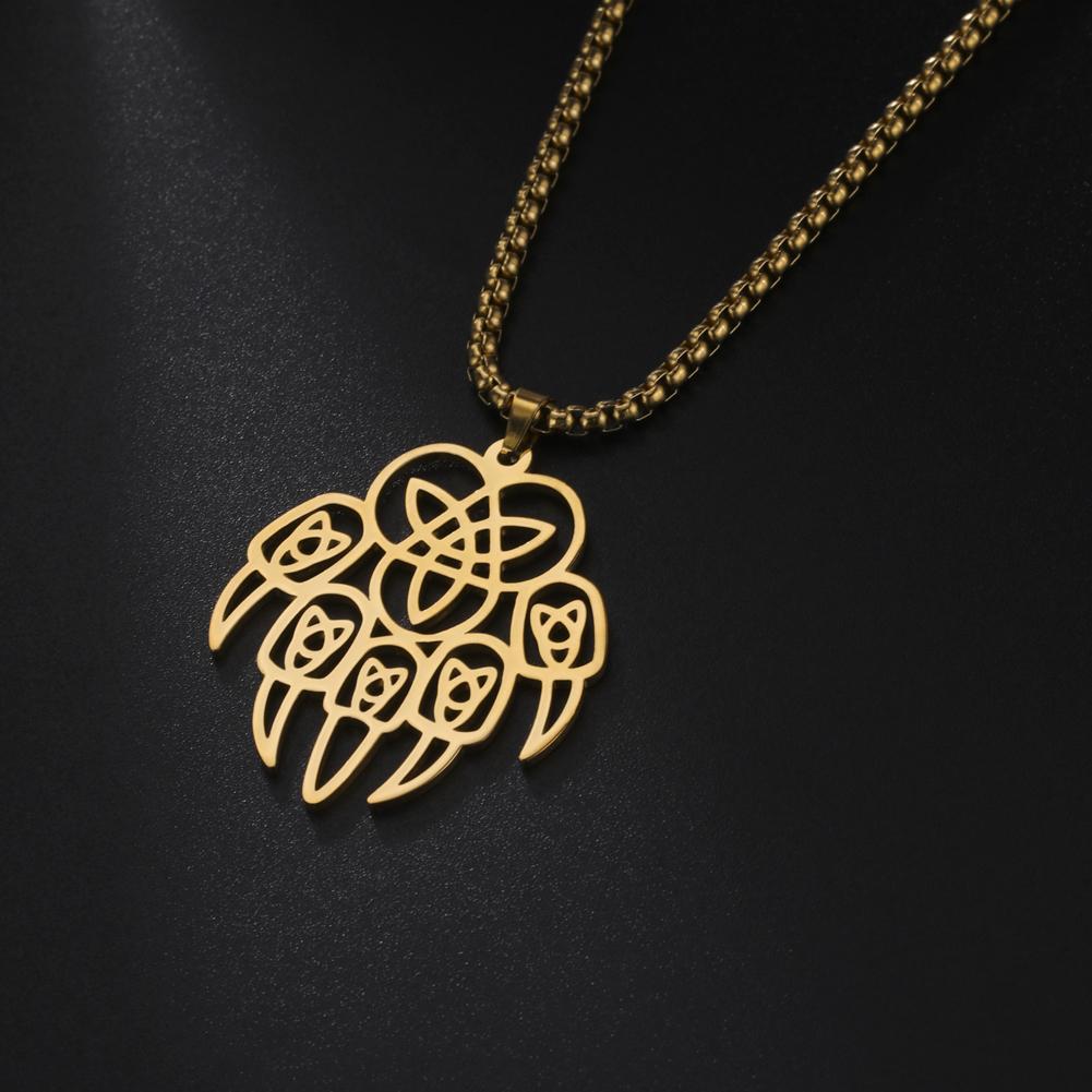 Dawapara Wolfskralle Slawische Halskette Hohl Keltischer Knoten Edelstahl Abwehrender Bär Herren Religiöser Talisman Halskette