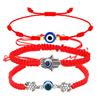 Blue Evil Eye Red String Bracelet Set - Handmade Woven Design