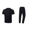 Li Ning Round Neck Cool Dry Short Sleeve Slim Fit Solid Color Elastic Waist Long Pants Casual Sports Suit Unisex Suit Black ATSU817-1+AYKU835-1
