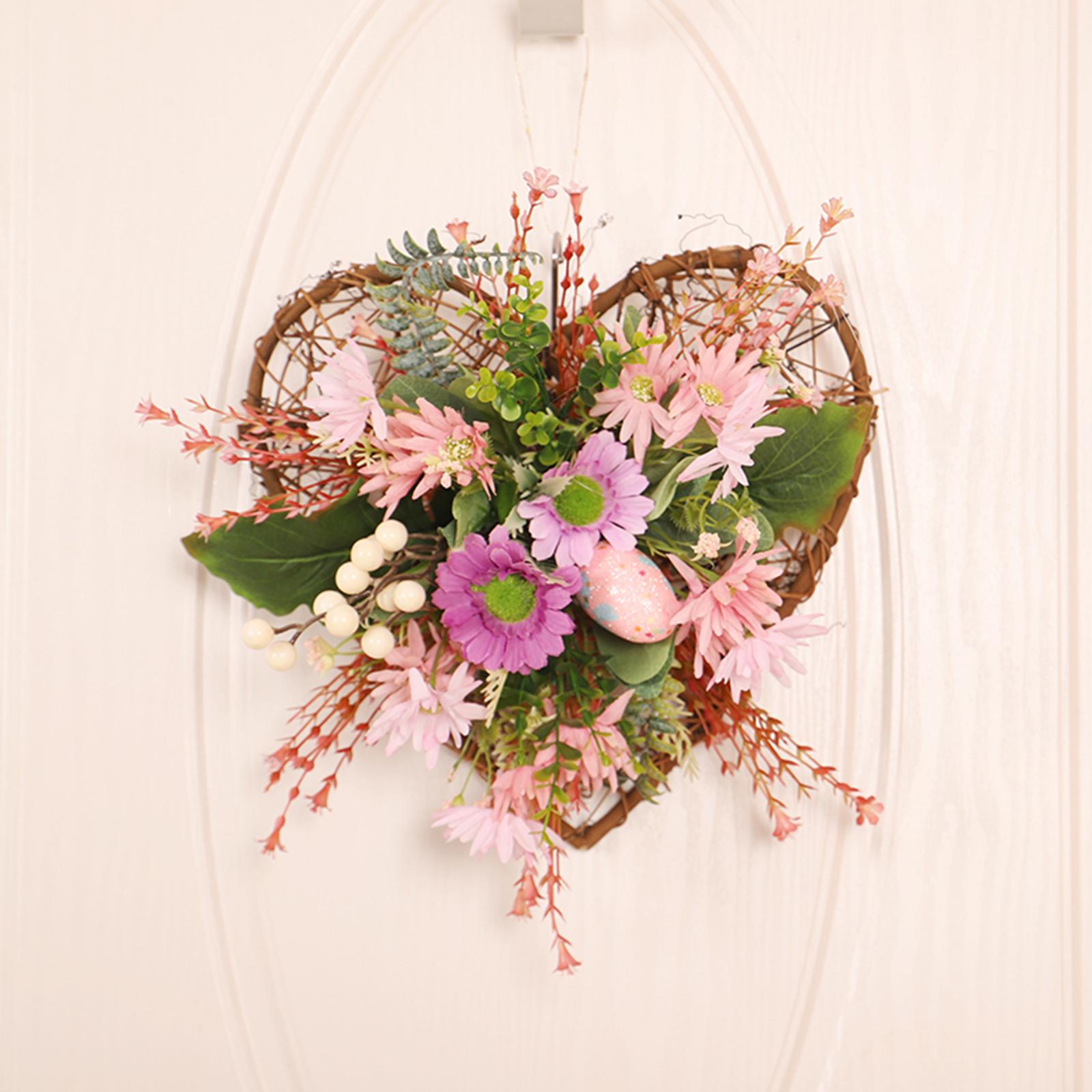 

Easter Wreath with Colored Eggs Green Leaves Garland for Farmhouse Ornament Egg Wreath Home Decoration