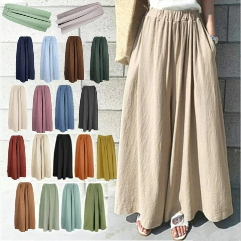 Summer Breathable Linen Wide-leg Pants, Nine-point Pants, Women's Loose Linen Trousers, Skirt Pants, Women's Pants