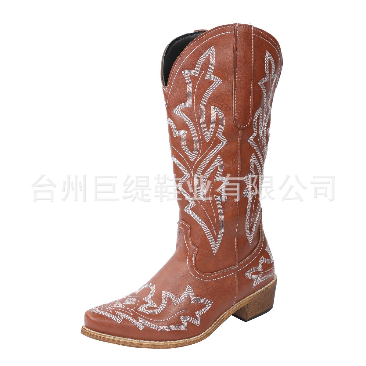 

Juti spot 2025 autumn and winter foreign trade new women s shoes wish large size embroidered pointed women s leather boots knight boots 43