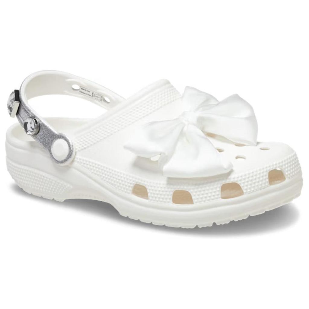 Crocs Bow Round Toe Thick Sole Comfortable Lightweight Clogs Women Clogs White 209913-100